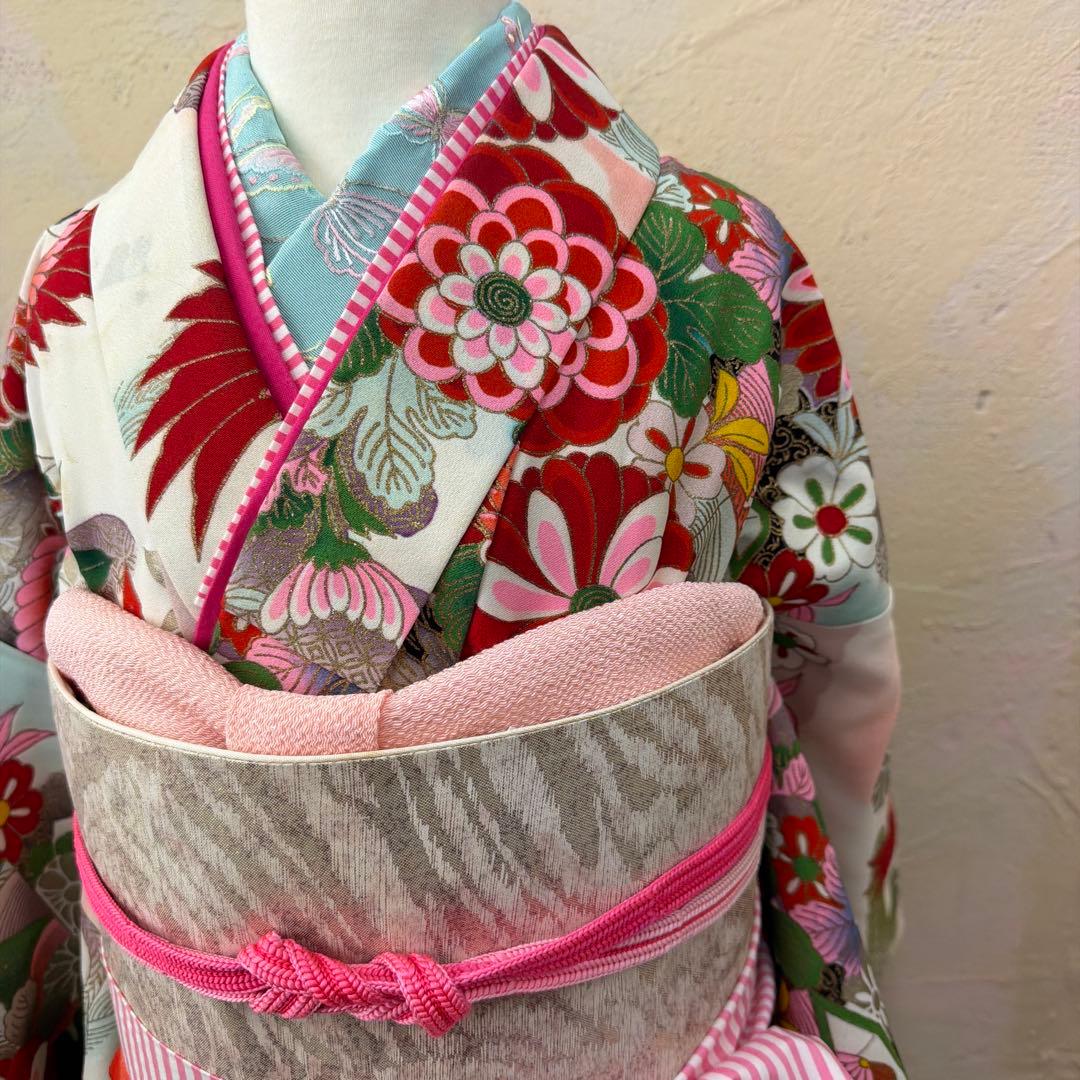 No.k005七五三 7歳 着物 フルセット レトロ柄