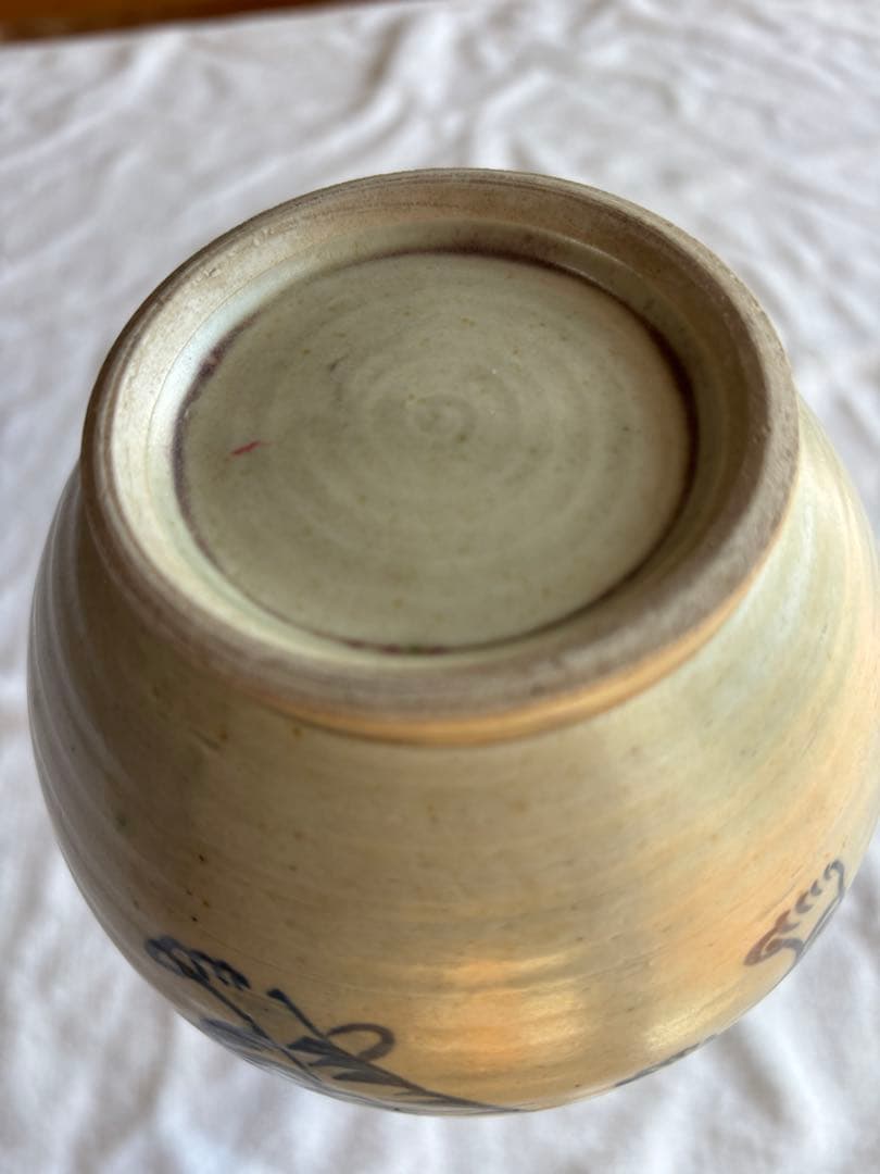 古伊万里　古染付 竹虎図 鶴首徳利　 花器 一輪挿し 時代物