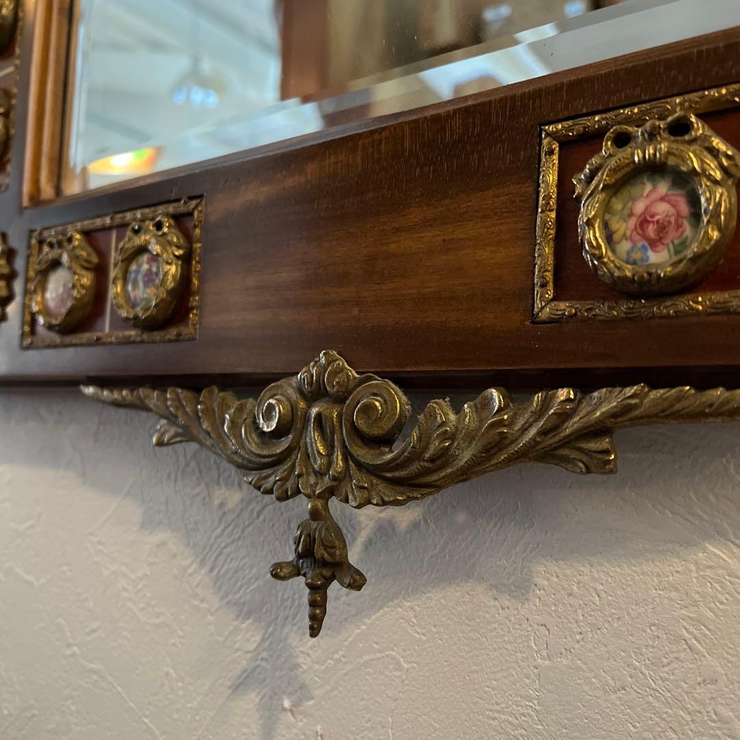 k078r118 ヨーロッパの伝統的な意匠を感じられるウォールミラー/壁掛け鏡