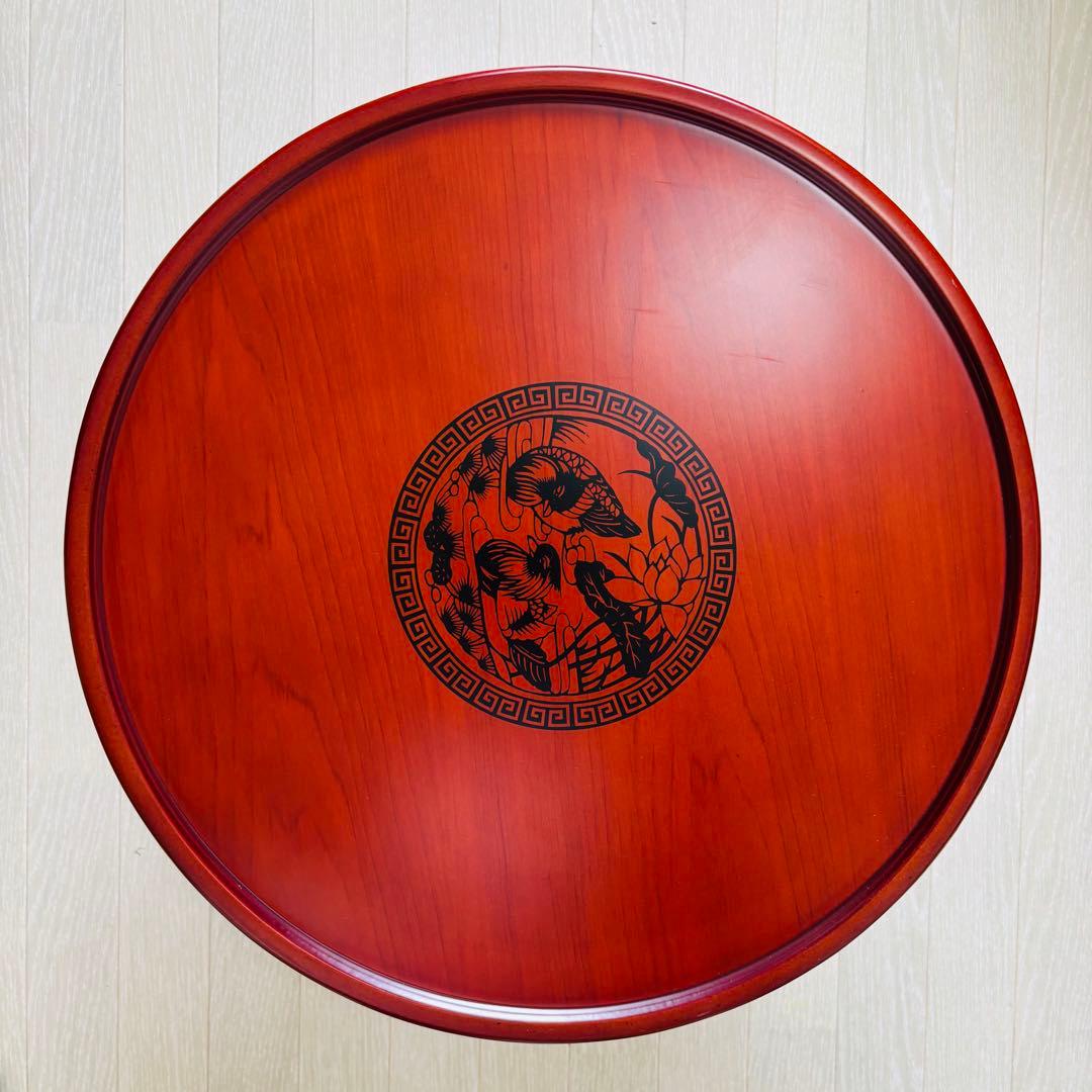 韓国漆塗り 丸角座卓 ちゃぶ台 折れ脚 折り畳み 丸角お膳