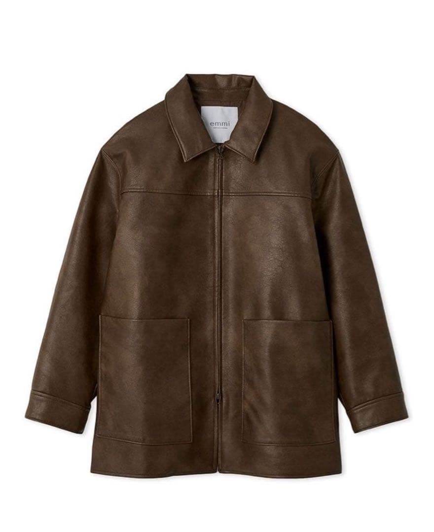 最終値下げ　emmi フェイクレザーダブルジップブルゾン