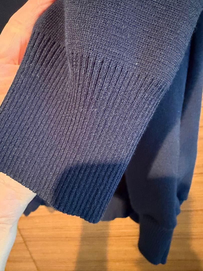 yori コットン刺繍カラーニット　ネイビー