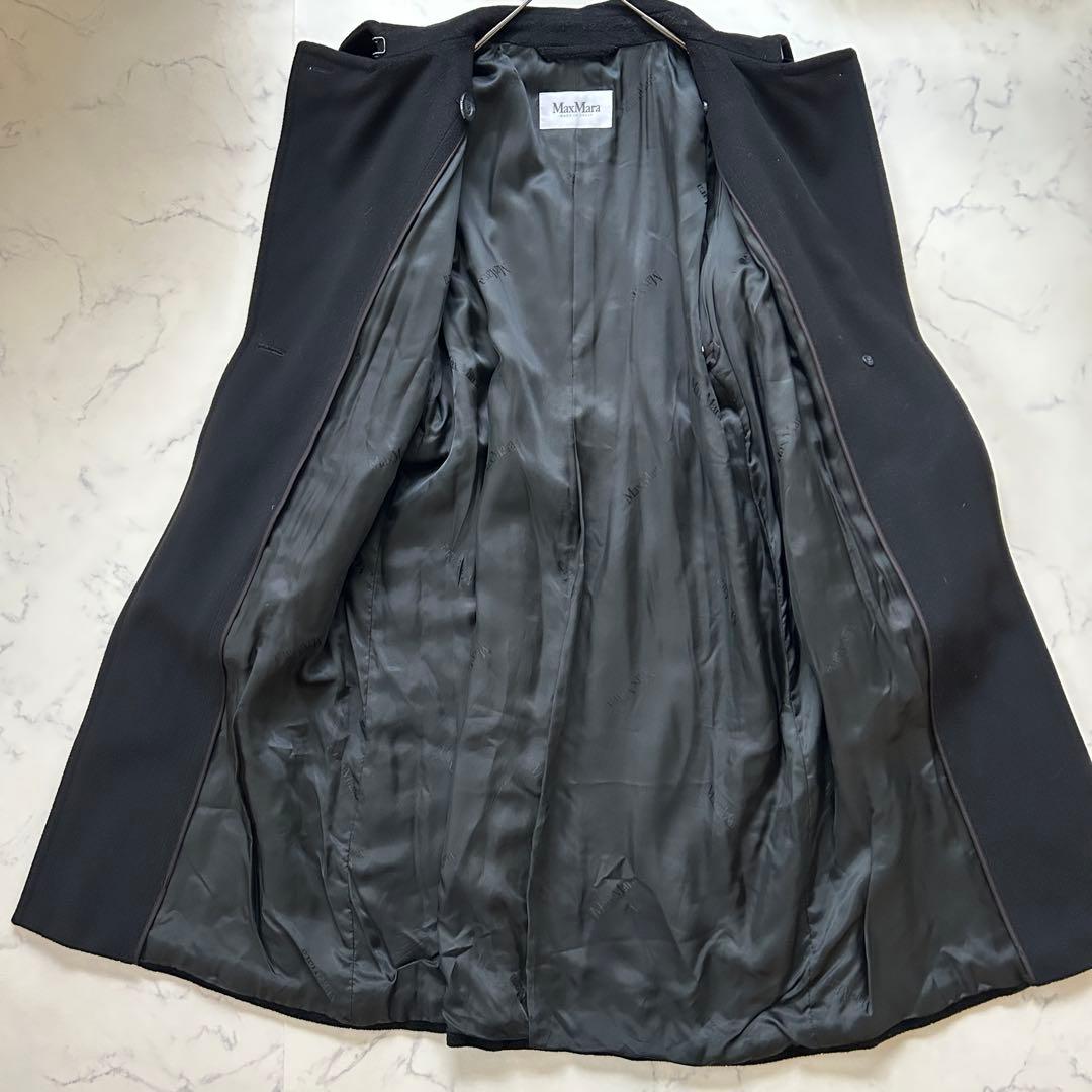 最高級白タグ マックスマーラ ロングコート カシミヤ混 ベルト 女優襟