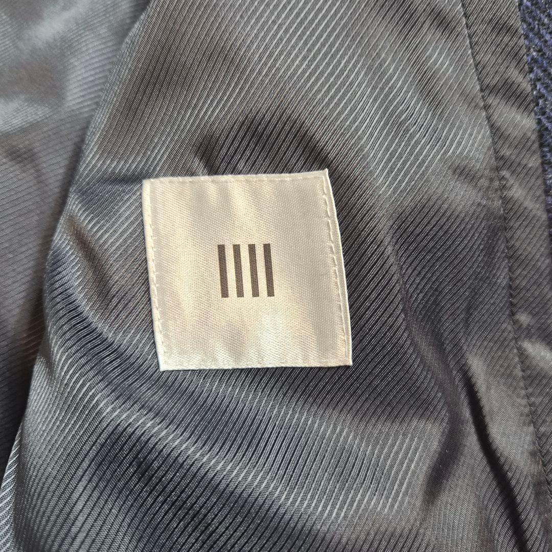 【美品】スーツセレクトヘリンボーン ダブルチェスターコート ネイビー M