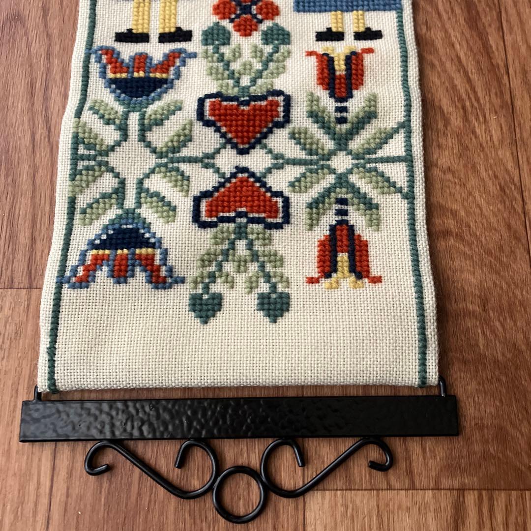 北欧ビンテージ　北欧刺繍　大型タペストリー