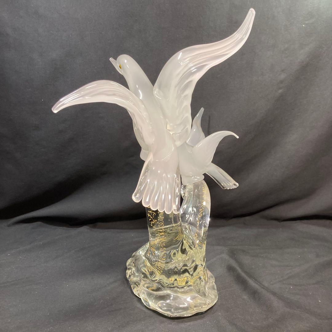 【美品】マルティグラス 鳥 ガラス工芸 置物