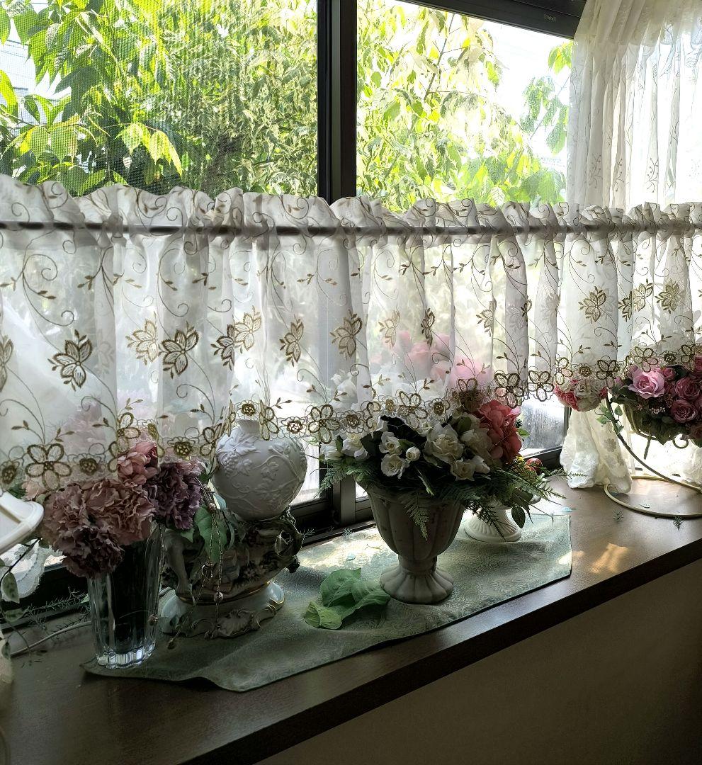 カフェカーテン【つばき様オーダー品　トルコレース他3点】ハンドメイド