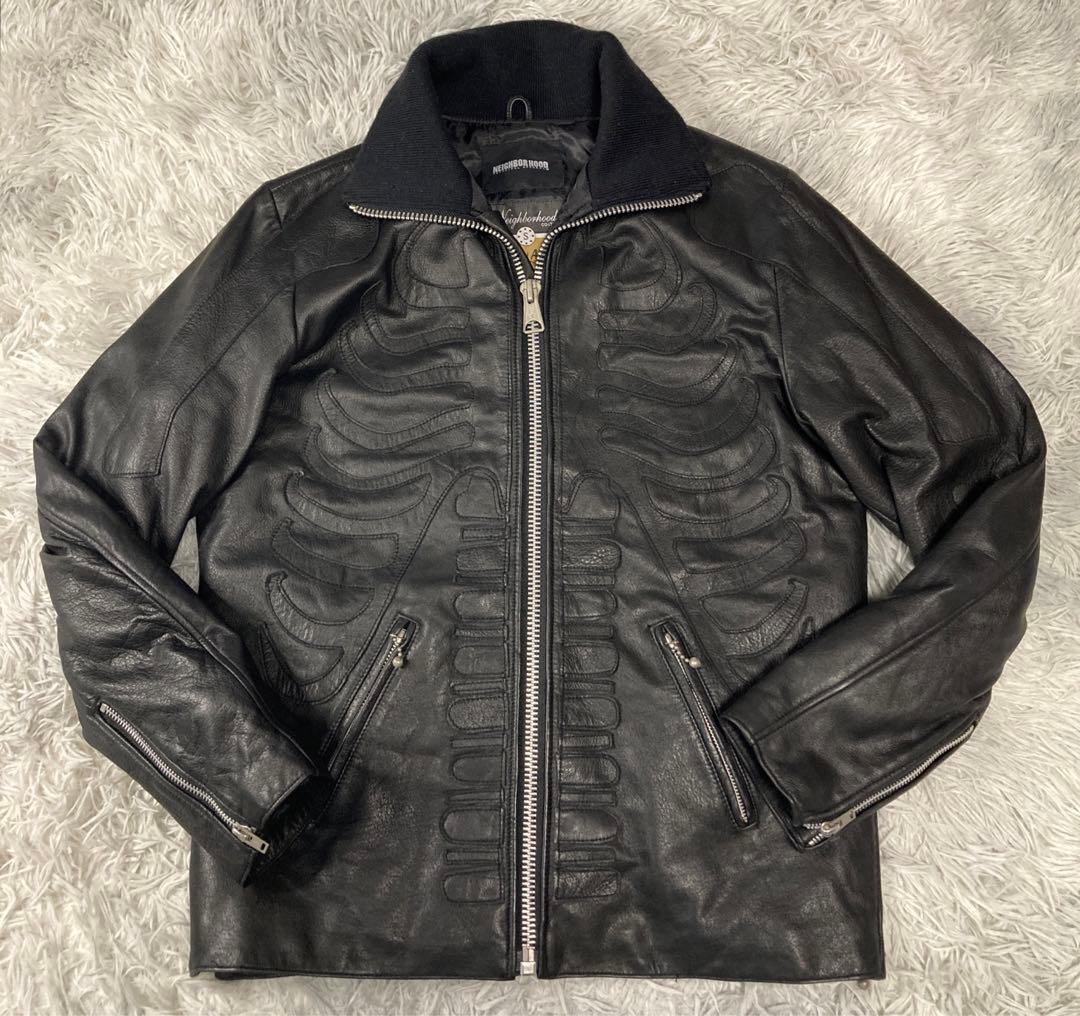 激レア　極美品　ネイバーフッド　ボーン ライダース レザージャケット エンボス