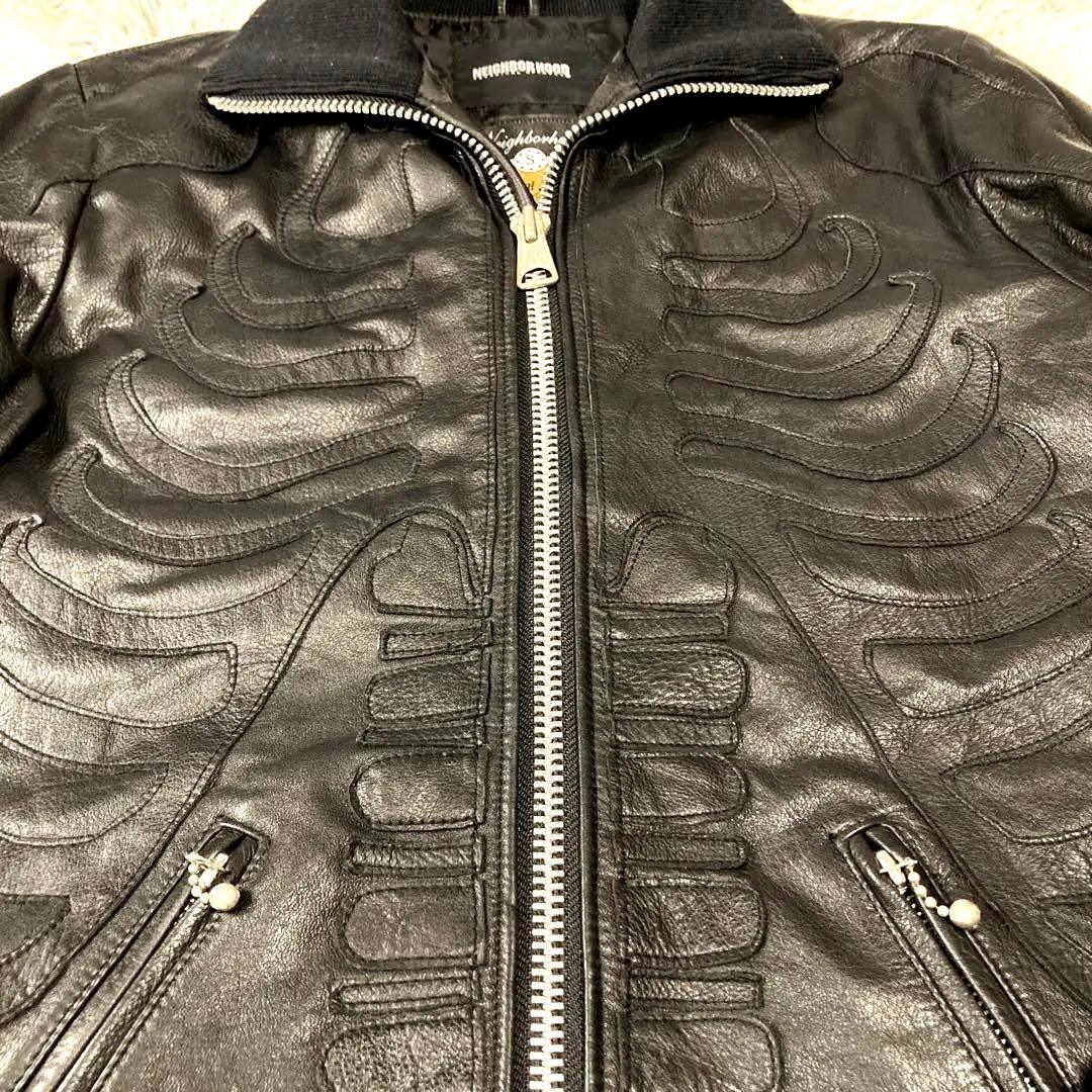激レア　極美品　ネイバーフッド　ボーン ライダース レザージャケット エンボス