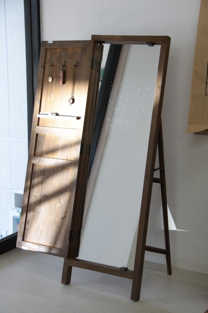 ドア型ミラー☆ホワイト　ミラー　ドアミラー　スタンドミラー　壁掛け　姿見　鏡