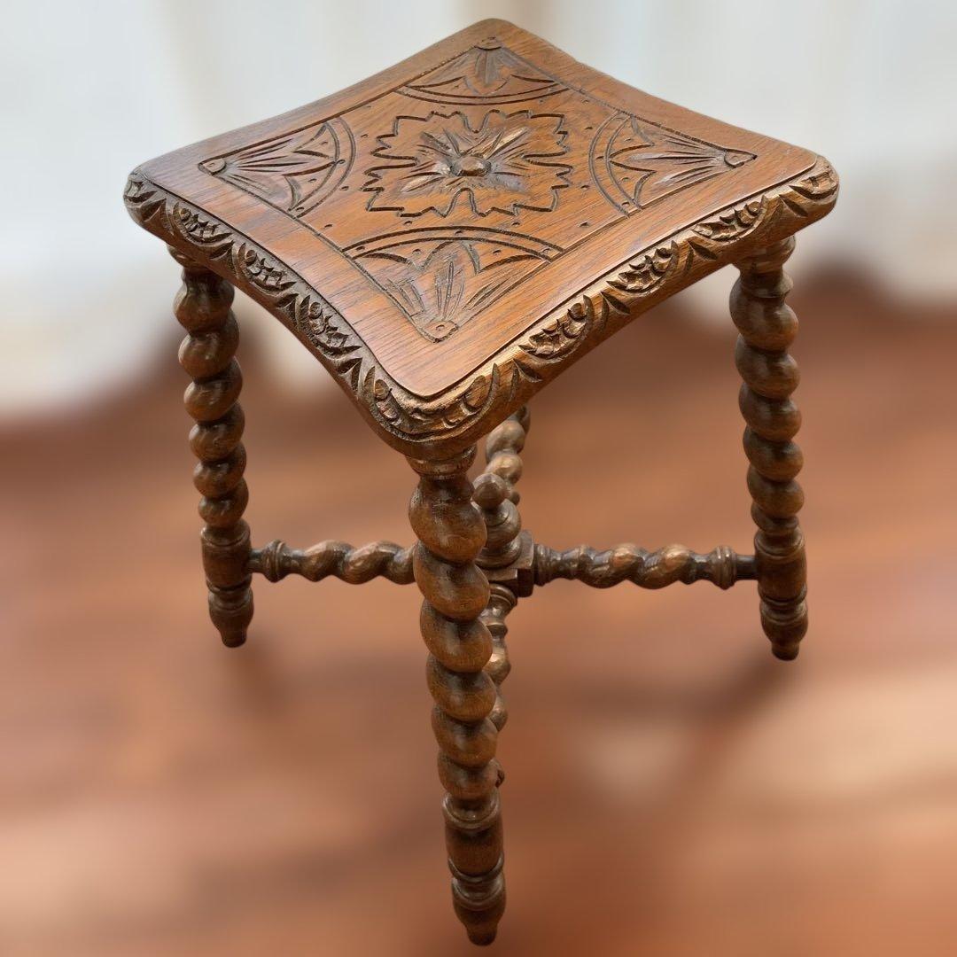 英国製アンティーク　スツール 椅子　おしゃれ オーク無垢材 木製