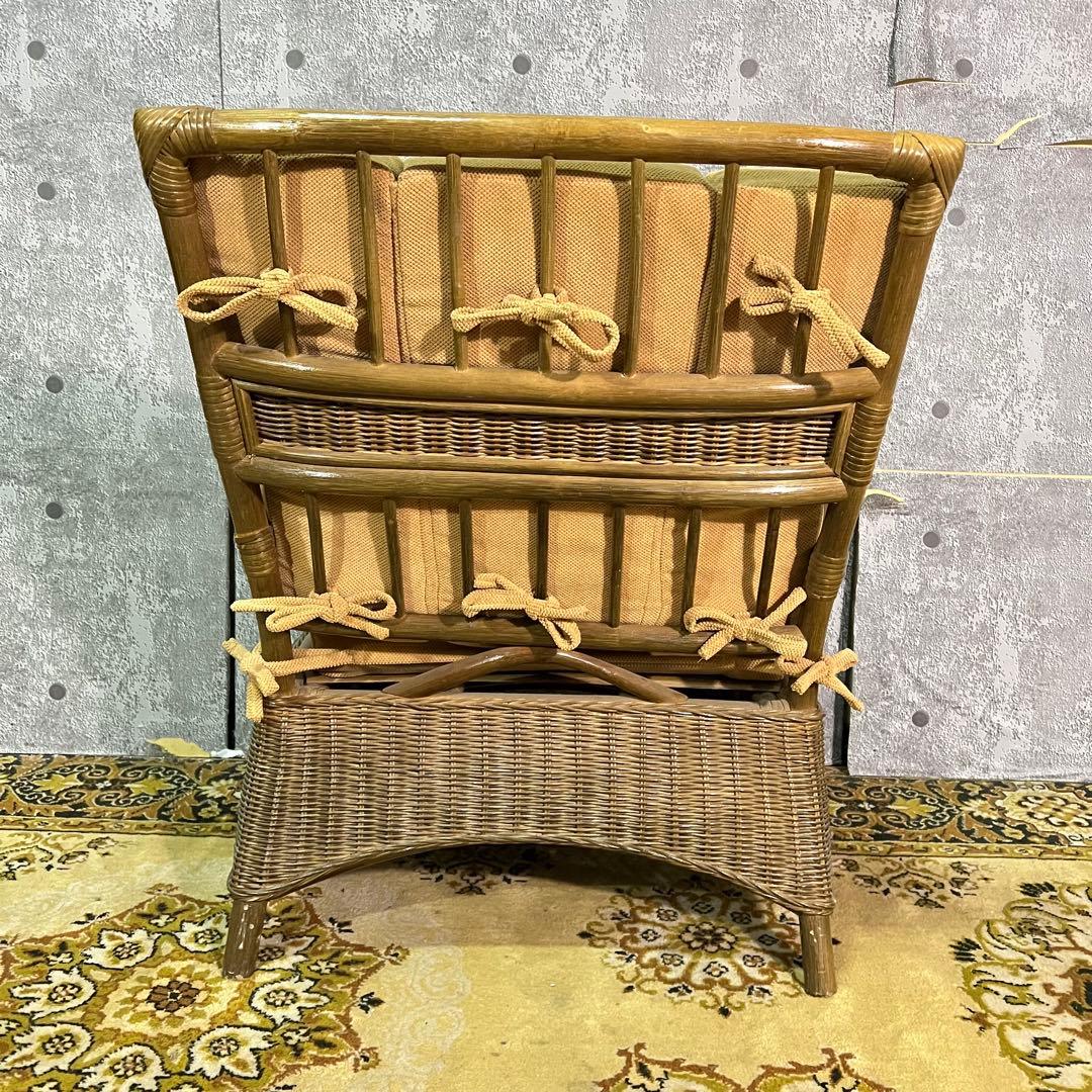 ꧁籐家具꧂ラタン 1人掛けアームソファ&3人掛けソファセット 籐素材 昭和レトロ