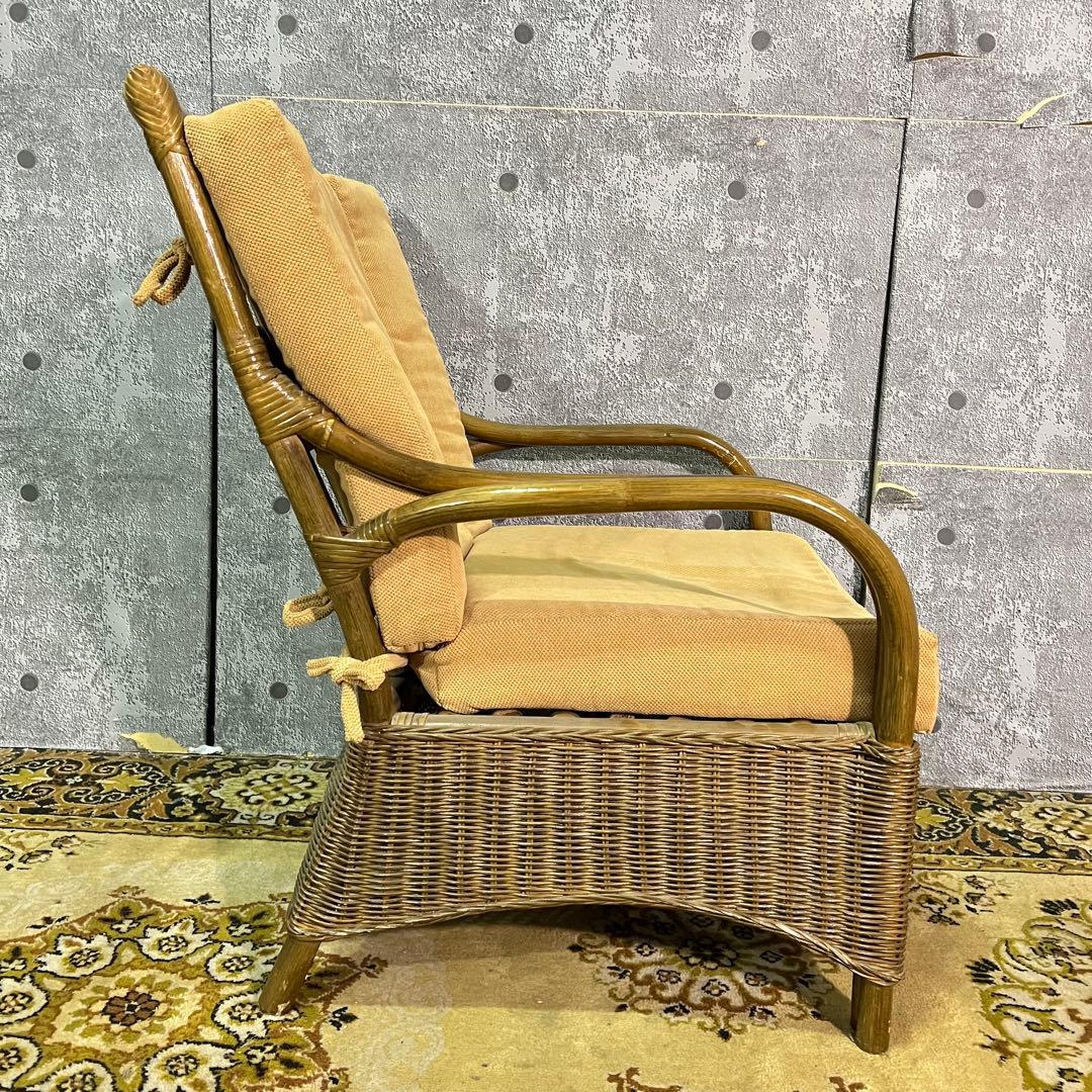 ꧁籐家具꧂ラタン 1人掛けアームソファ&3人掛けソファセット 籐素材 昭和レトロ