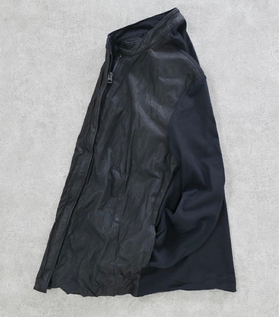 sisii シシ レザー×ジャージー異素材コンビジャケット ライダース 黒