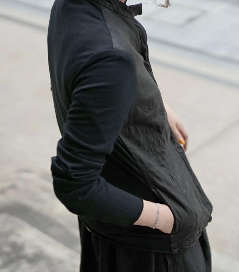 sisii シシ レザー×ジャージー異素材コンビジャケット ライダース 黒