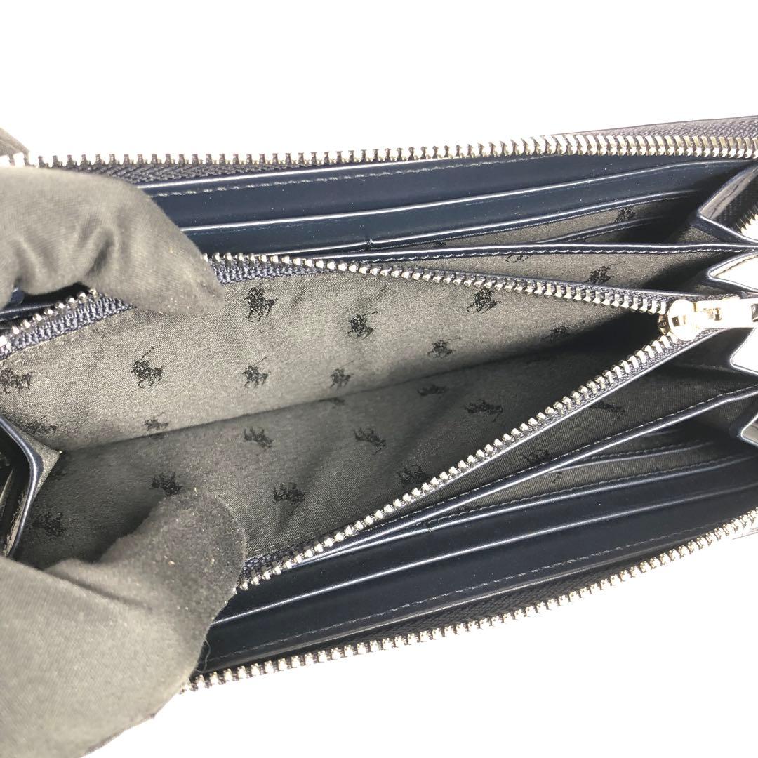 【未使用保管品】ポロ ラルフローレン ラウンドファスナー長財布 ネイビー メンズ