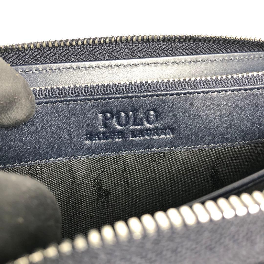 【未使用保管品】ポロ ラルフローレン ラウンドファスナー長財布 ネイビー メンズ
