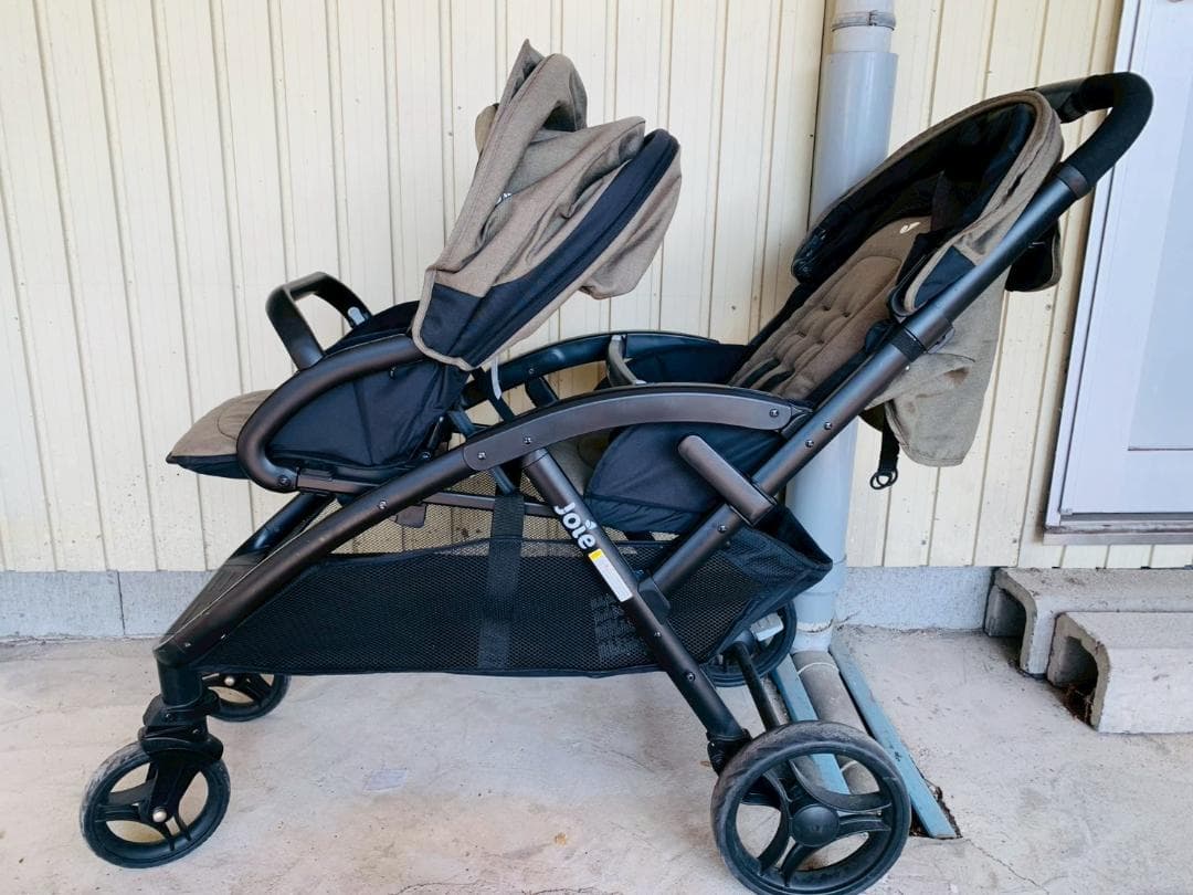 64Z送料込 joie エヴァライトデュオ 2人乗りベビーカー ベージュ 中古品