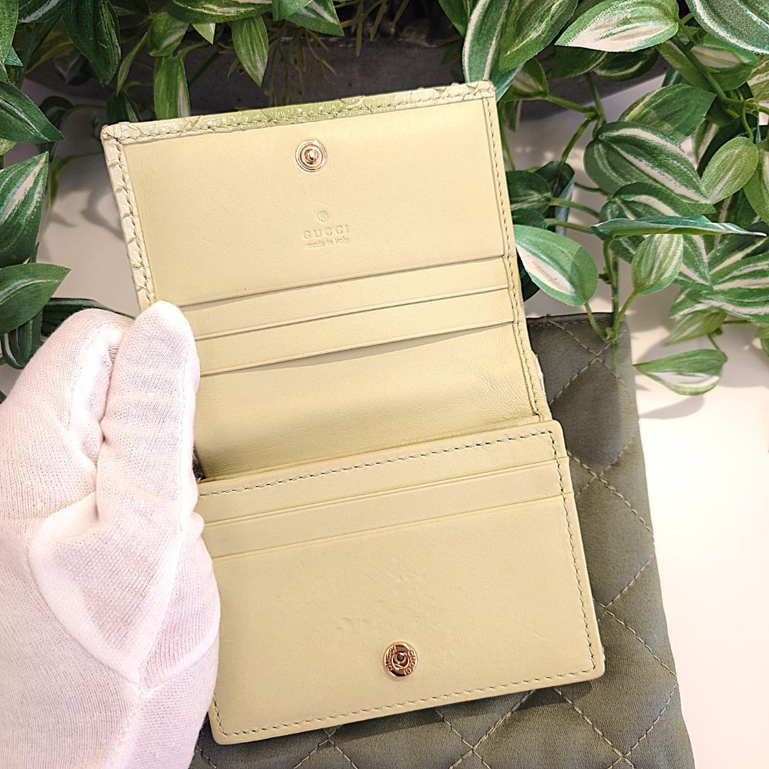 【希少】GUCCI グッチ パイソン ２つ折り コンパクトウォレット グリーン系