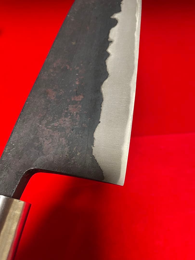 No.01278 包丁　白鷹幸伯（本人作) 黒打　両刃刃文綺麗　未使用品