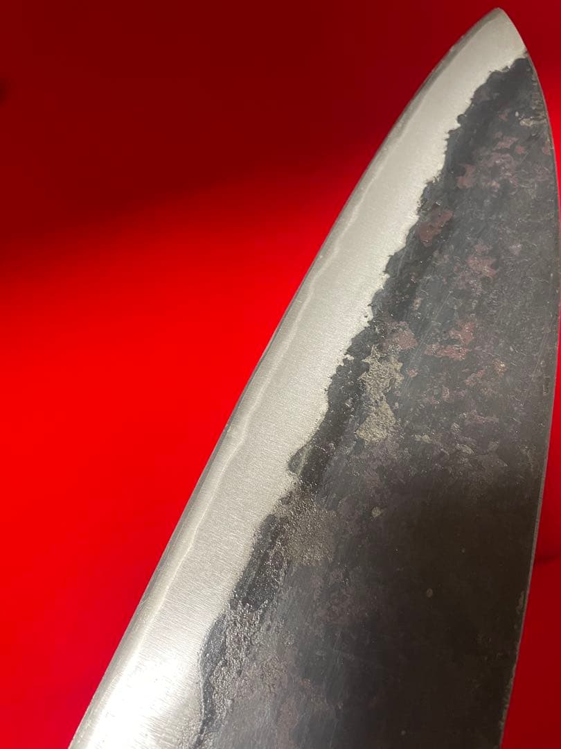 No.01278 包丁　白鷹幸伯（本人作) 黒打　両刃刃文綺麗　未使用品