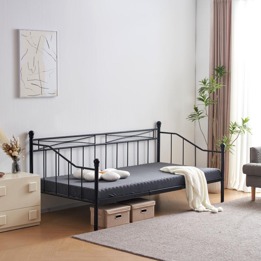 【ブラック】シングルベッド パイプベッドベッドシングルベッドフレーム 一人暮らし