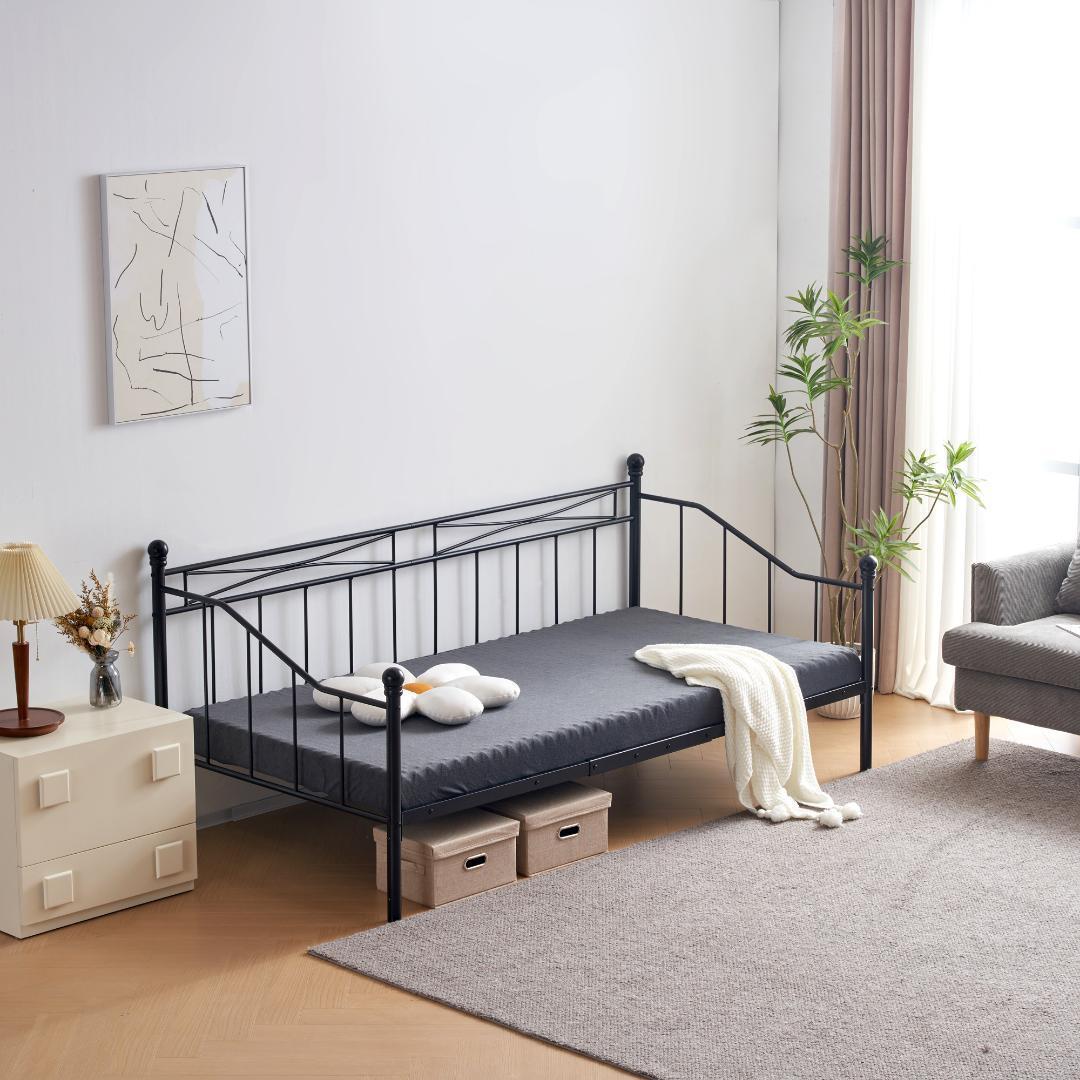 【ブラック】シングルベッド パイプベッドベッドシングルベッドフレーム 一人暮らし