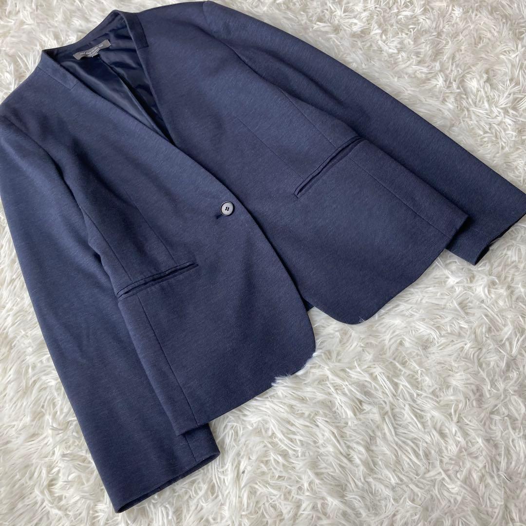 【美品】 UNITED ARROWS ノーカラー セットアップ　ネイビー　38