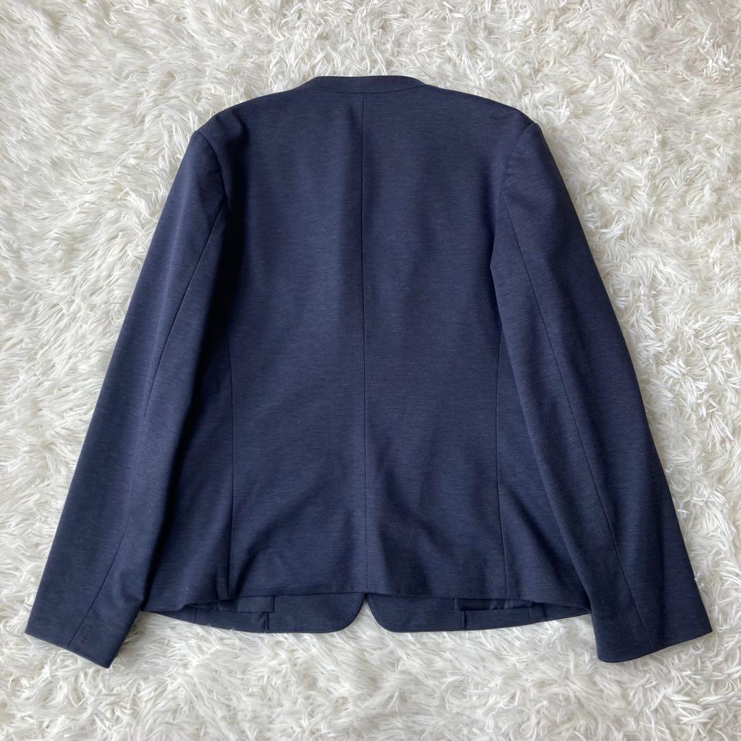 【美品】 UNITED ARROWS ノーカラー セットアップ　ネイビー　38