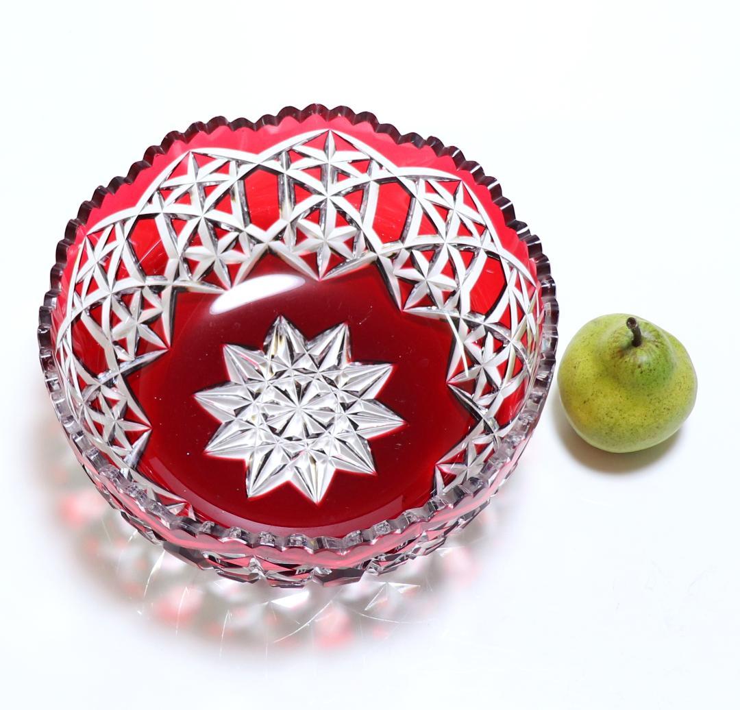 オールド・バカラ 美術館級 赤被せクリスタル カタログ掲載 2.3kg特大切子鉢