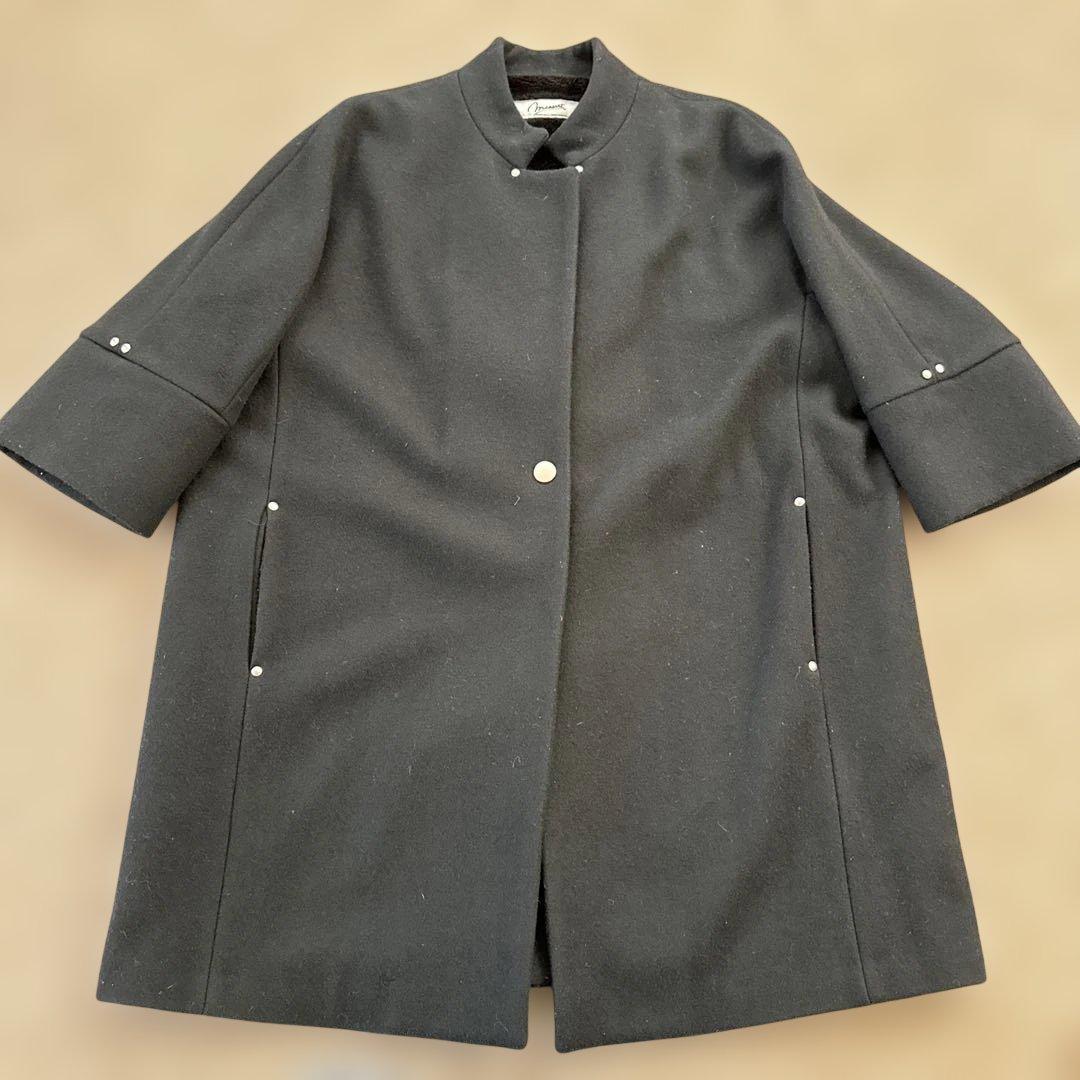 マンサールコート　黒いショートスリーブロングコート