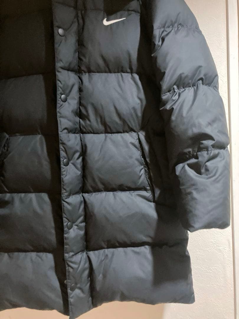 NIKE ロング ダウン ベンチコート ブラック XL フード脱着 未使用に近い