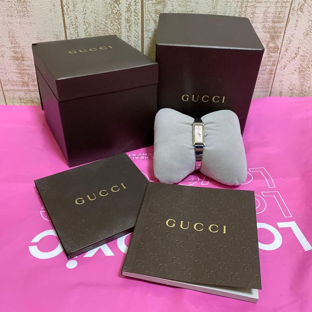 GUCCI 腕時計 1500L レディース シェル バングル シルバー 小傷あり