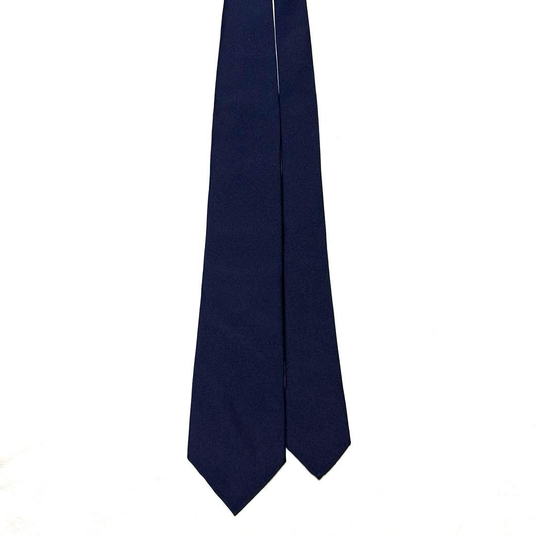 新品　FAIRFAX フェアファクス　ネクタイ　ネイビー　無地　四つ折り