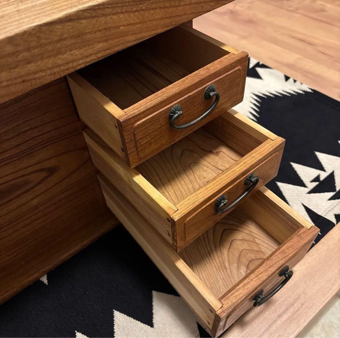 昭和レトロ　関西火鉢　長火鉢 銅製コンロ＆酒燗器　付き 古民家家具 天然木 無垢