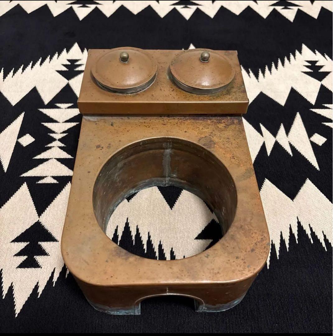 昭和レトロ　関西火鉢　長火鉢 銅製コンロ＆酒燗器　付き 古民家家具 天然木 無垢