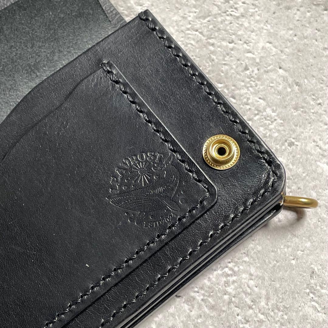 トラッカーウォレット ミドル 真鍮チェーン付 本革 ヌメ革　バイカー　無骨