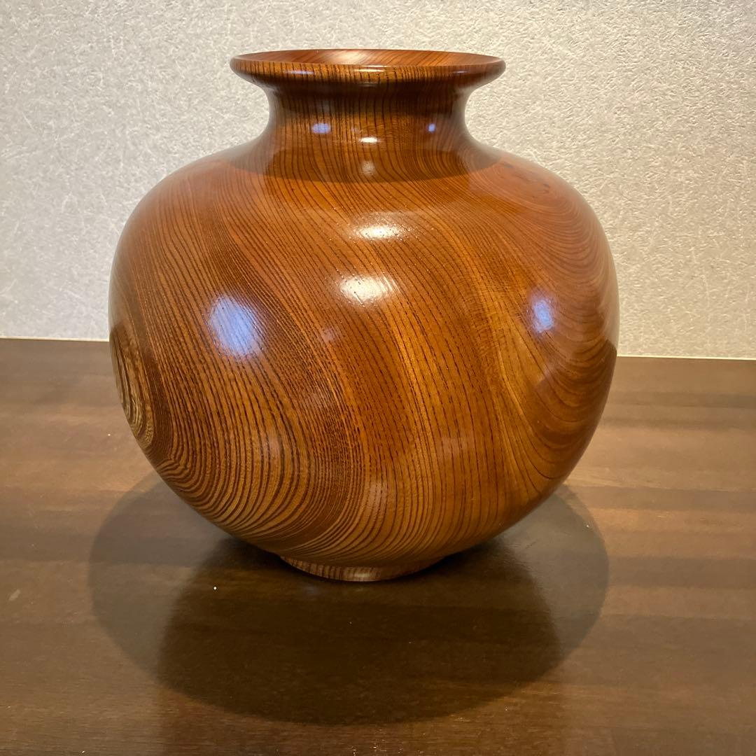 超大型　欅　丸彫り　花瓶