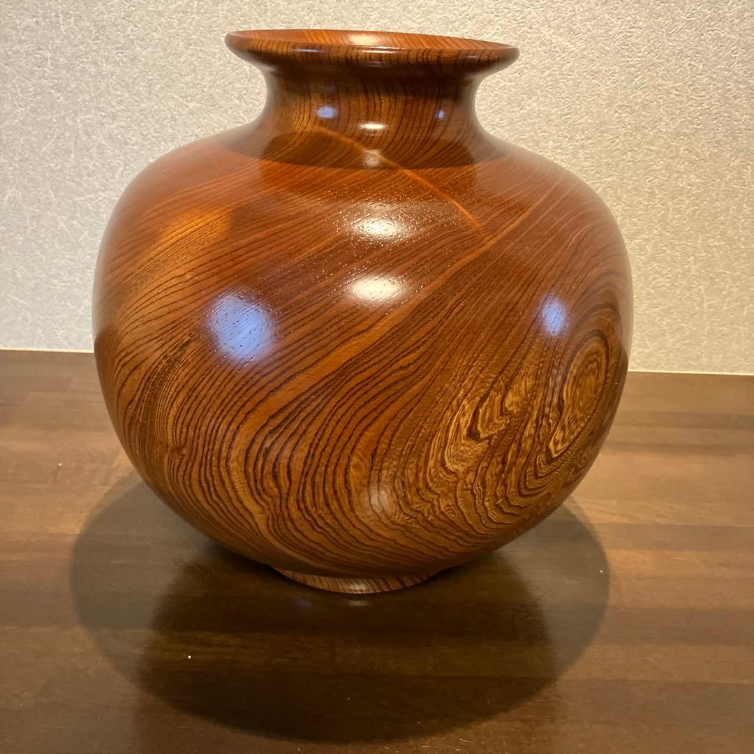 超大型　欅　丸彫り　花瓶