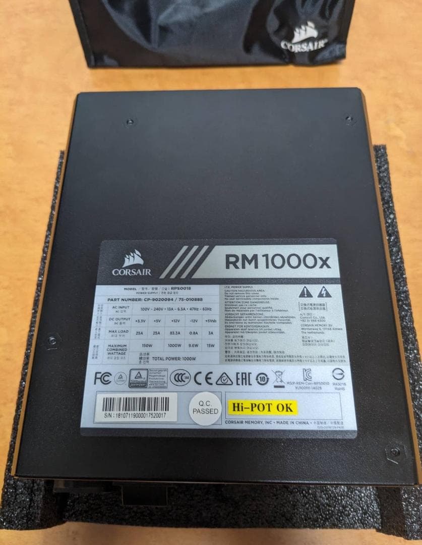 Corsair RM1000x 1000W 電源ユニット