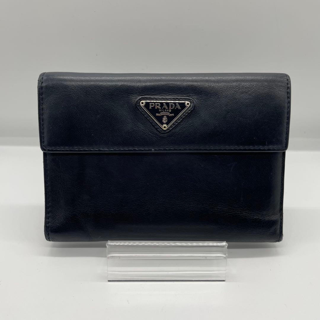 【美品】 PRADA プラダ レザー 折り財布 w5