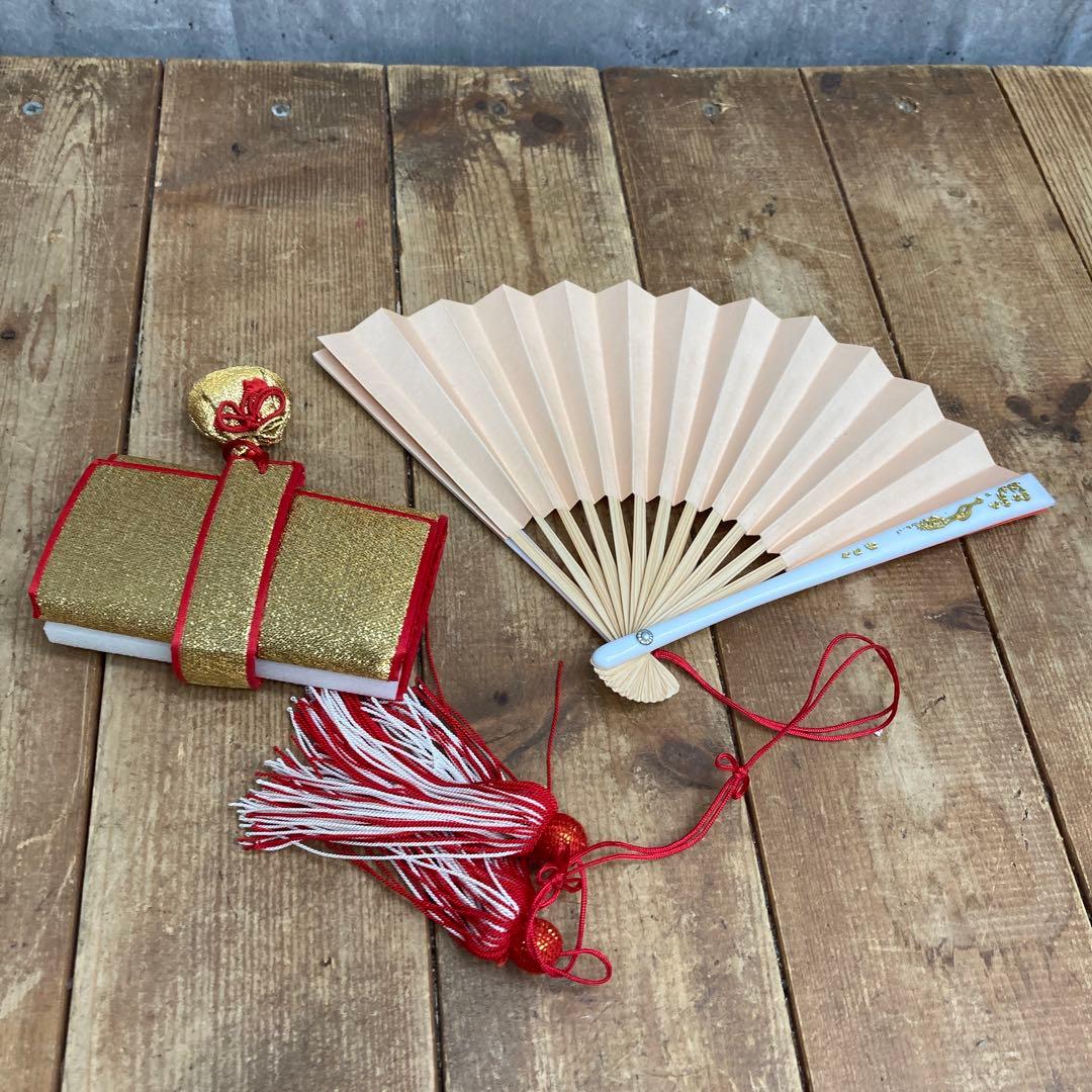 【豪華5点セット】七五三 御祝帯・和装小物セット（金・朱赤・花柄）