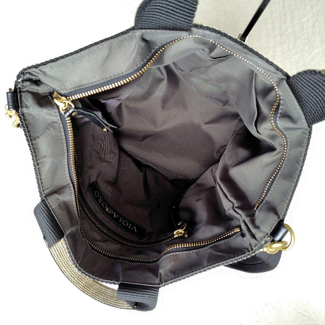美品　VIOLAd’ORO ナイロントートバッグ ２way 黒　V-2037　M