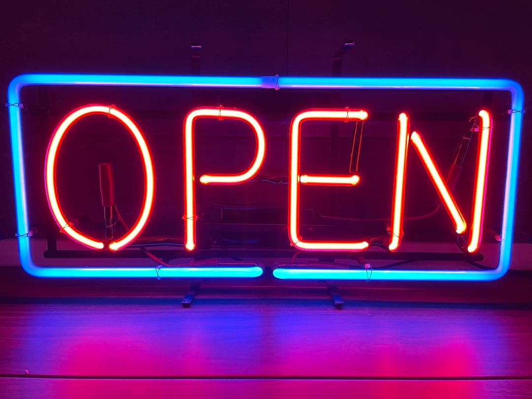 ネオン管 ガラス缶 『OPEN』 赤青ネオンサイン