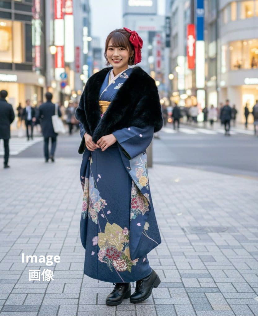 331【最終価格】【落款】【ブルーグレー】【正絹振袖6点フルセット】成人式卒業式