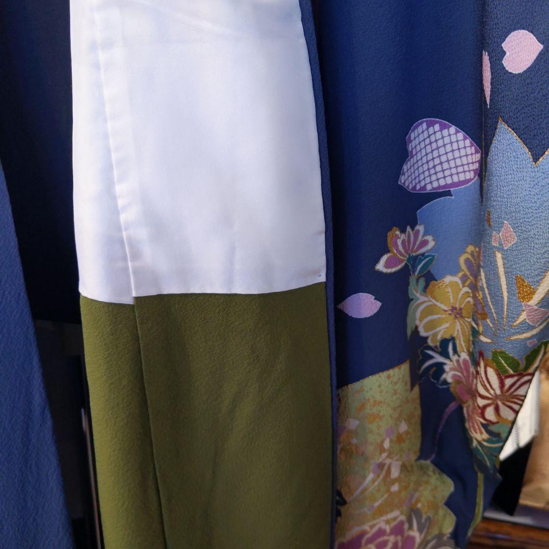 331【最終価格】【落款】【ブルーグレー】【正絹振袖6点フルセット】成人式卒業式