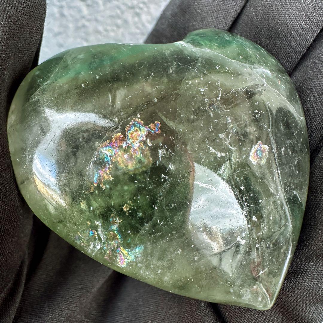 爆アレ❗️レインボー☆グリーンフローライト♡ハート♡ 蛍石パワーストーンA1189