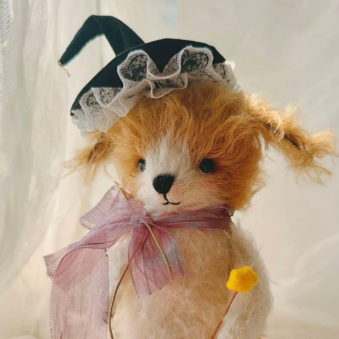 花と犬 ぬいぐるみ 優しい雰囲気 部屋飾り 海外作家様 ハンドメイド テディベア