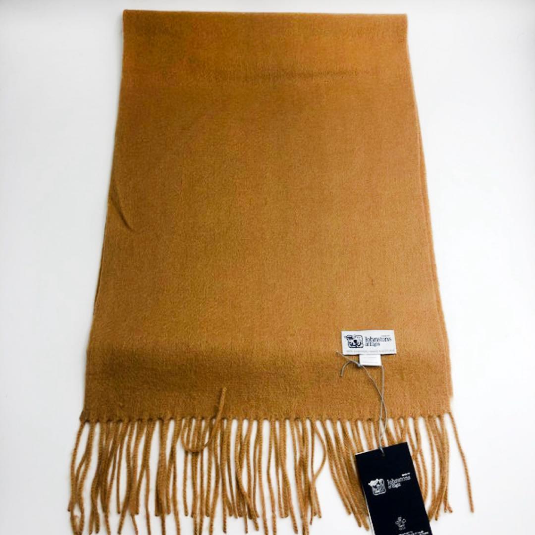 ジョンストンズ　中判　マフラー　スカーフ　キャメル