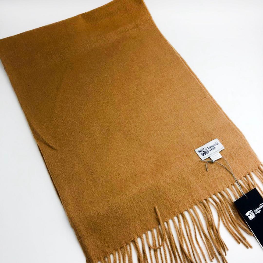 ジョンストンズ　中判　マフラー　スカーフ　キャメル